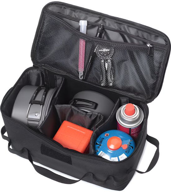 CarryQuest® - Geïsoleerde Koeltas - Lunchtas - Outdoor Camping Gas Tank Opbergtas - Grote Capaciteit + Duurzaam Materiaal - Grond Nageltas - Picknick Kookgerei Kit Tas - Zwart van Merkloos — afbeelding 3