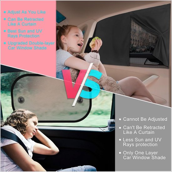 2 stuks - Magnetisch zonnescherm voor de achterruit van de auto - Magnetisch zonnescherm met dubbele laag - Zwart gordijn voor de auto - Volledig verduisterend / Half verduisterend optioneel - Bescherming tegen hitte / UV van Merkloos — afbeelding 5