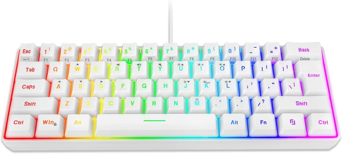 Compact 60% Gaming Toetsenbord met RGB Verlichting - Mechanisch Gevoel voor PC en Mac