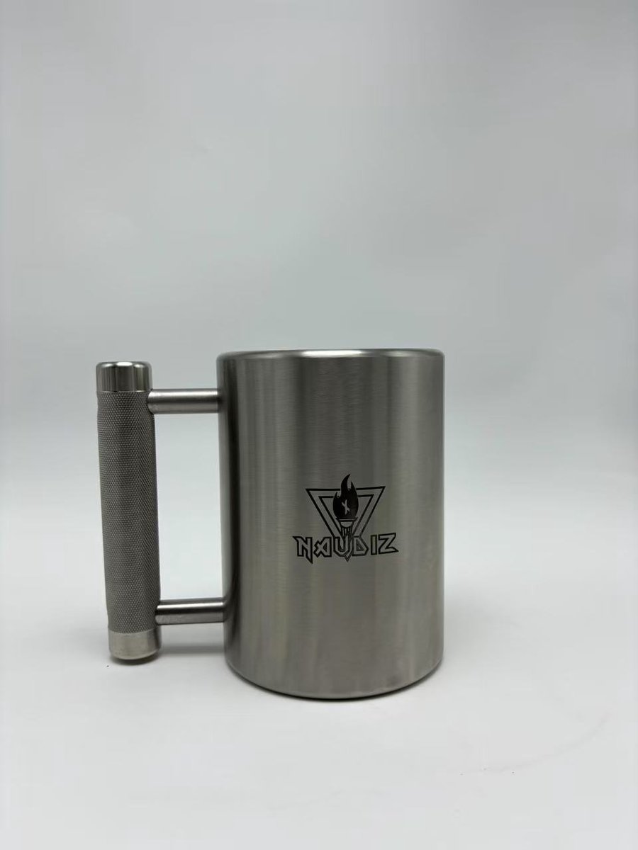 Naudiz - Logte Mok - Heavy Mug 8 kg – RVS Dumbbell Mok – Griptraining - Giftbox