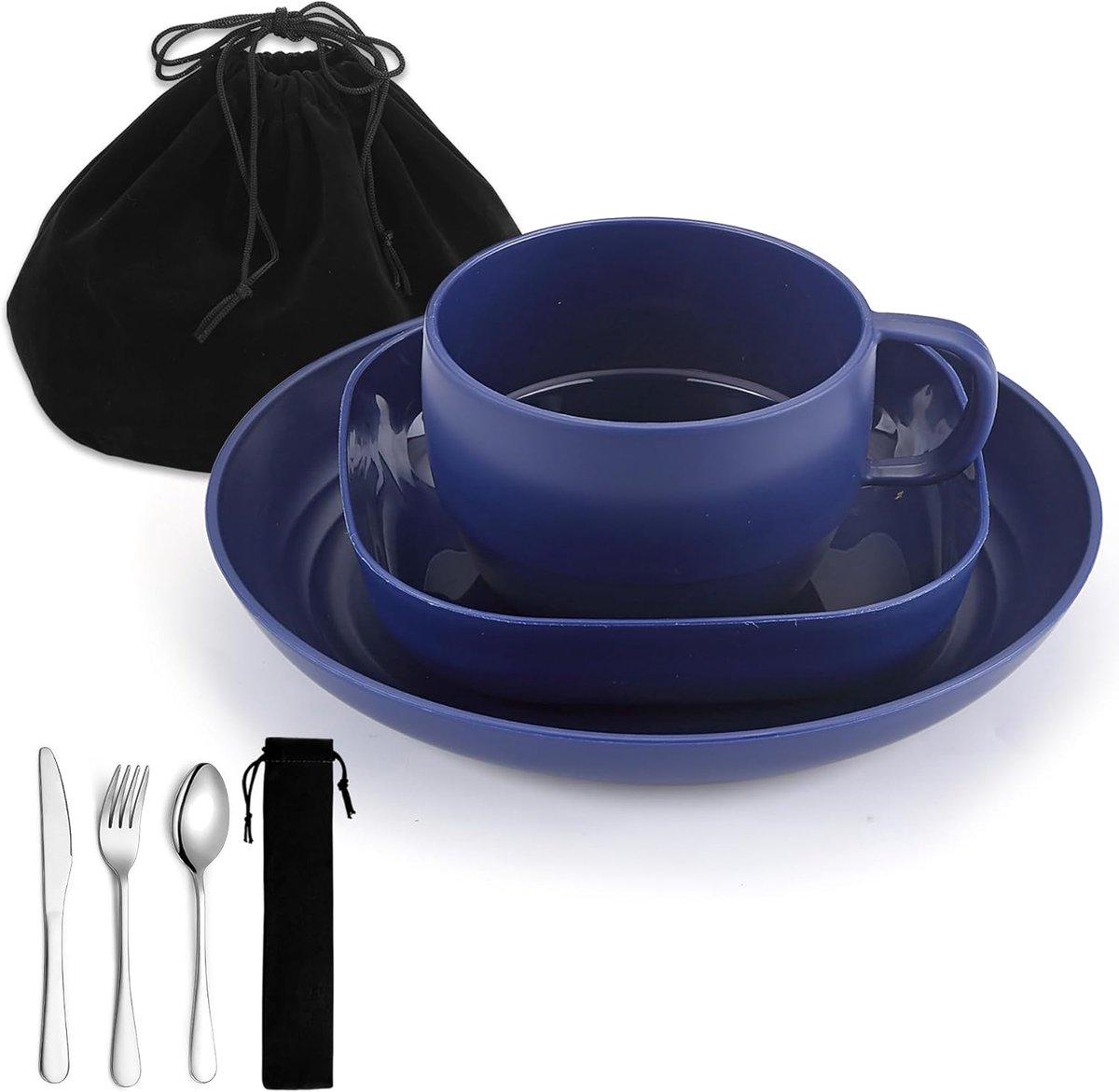 Ibenzoa® Duurzame Outdoor Tafelset met Borden, Kopjes en Bestek voor Kampeeravonturen