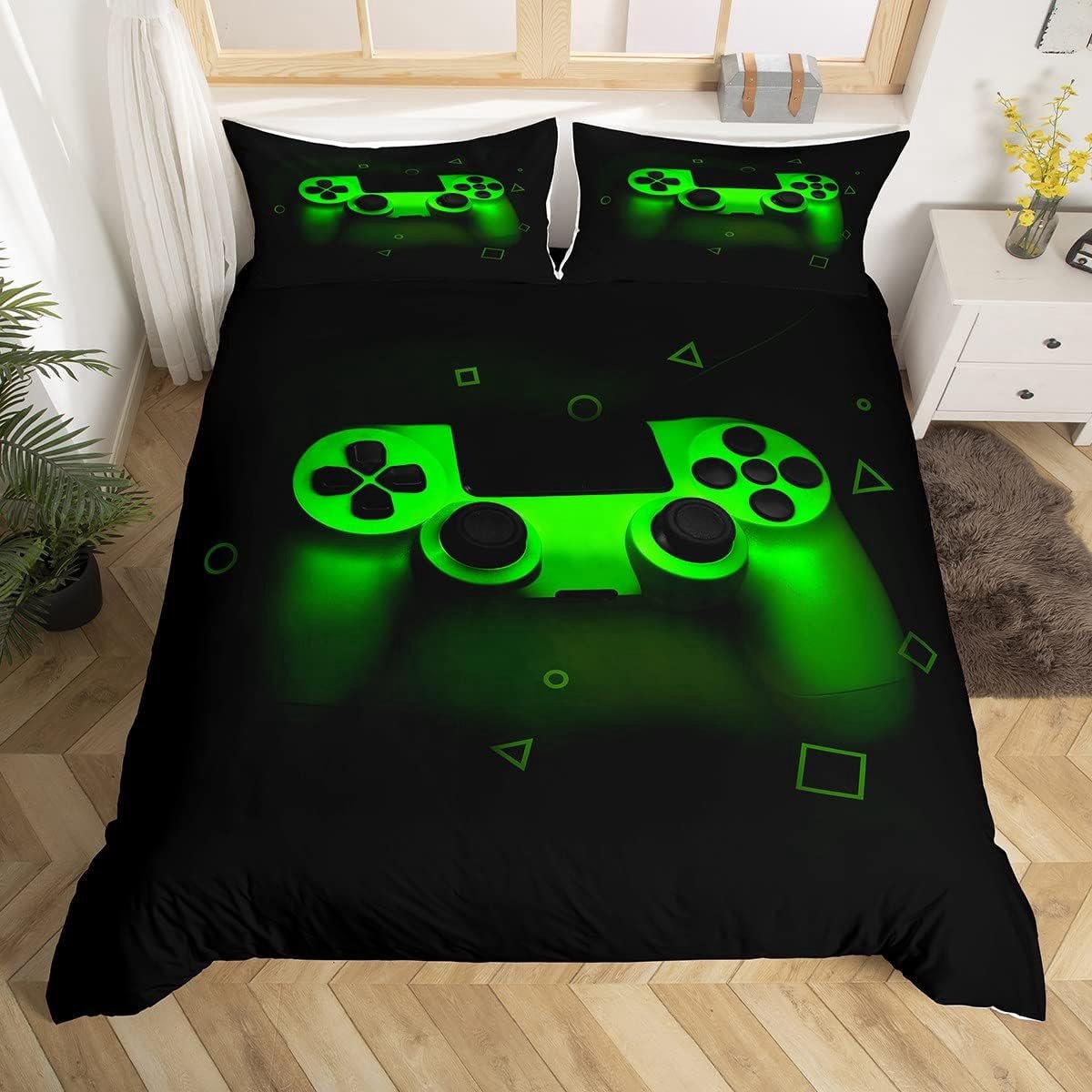Unyqoos Grote Groene Gaming Beddengoedset voor Jongens en Tieners met Retro Controller Ontwerp kleur 13