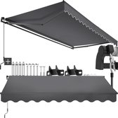 tectake® Zonnescherm met Knikarm - 300 x 250 cm - Zonneluifel - Zonwering voor Raam, Balkon, Buiten - Te Monteren aan Muur - Water- en UV-Bestendig - Donkergrijs