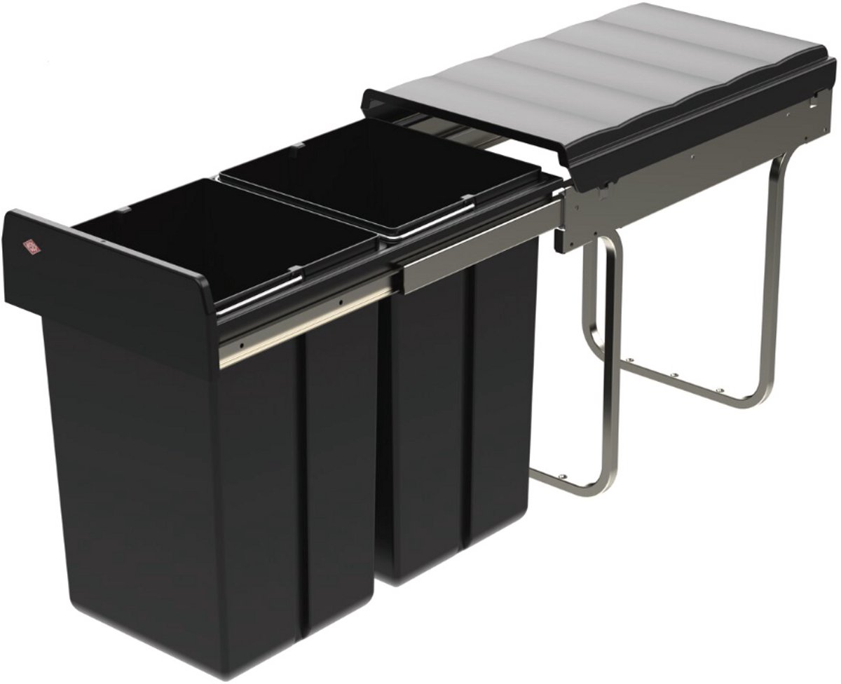 WESCO® Traditionline Double-Boy 410 ECO/300-2 - zwart - Uittrektechniek voor draaideuren - 30 l inbouw prullenbak