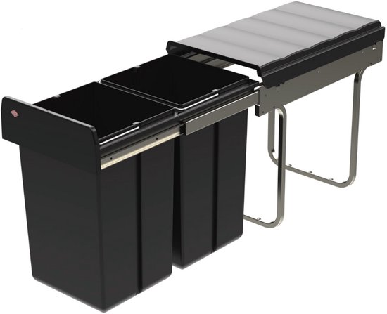 WESCO® Traditionline Double-Boy 410 ECO/300-2 - zwart - Uittrektechniek voor draaideuren - 30 l inbouw prullenbak