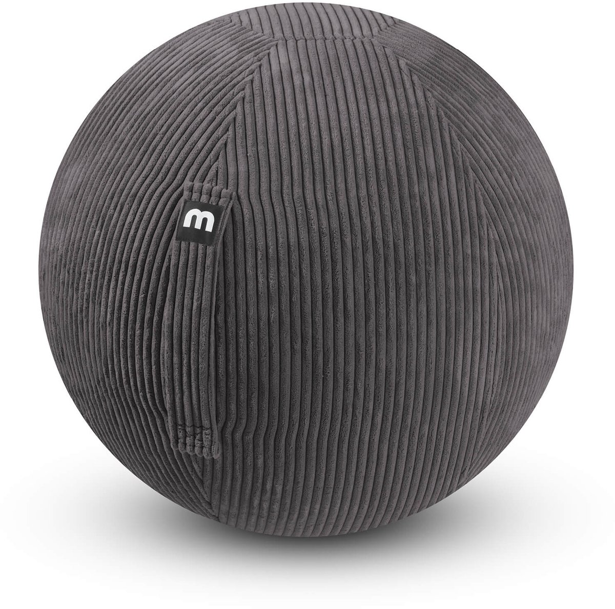 mokebo koord Zitbal ergonomisch 'Der Runde', Bureaustoel alternatief, Gymnastics Ball gemaakt van Stof, Pezziball, Yogabal met Pomp in antraciet zwart