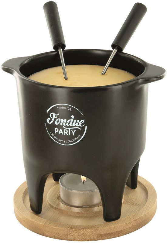 Cook Concept Chocolade of kaas fondue - met 2 vorken - zwart - porselein - voor 2 personen - 12 x 11 cm schaal van cook-concept — afbeelding 2