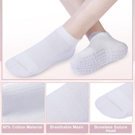 5 paar antislip yogasokken voor dames - Pilates yoga antislipsokken - antislip sokken met stippen voor indoor fitness - ademende mesh sportsokken voor dames - geschikt voor fitness, ballet, dans, yoga en thuisworkouts van Merkloos — afbeelding 4