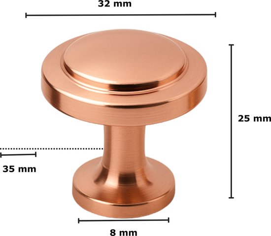 Bouton de meuble rond or rose - Diamètre 29 mm - Bouton de meuble - Bouton de meuble - Boutons de porte pour armoires - Boutons de placard - Fixations pour meuble - Boutons de porte