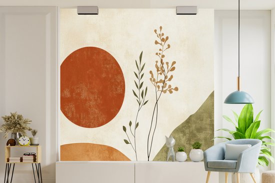 Behang - Fotobehang Zon - Abstract - Takken - Oranje - Breedte 240 cm x hoogte 240 cm