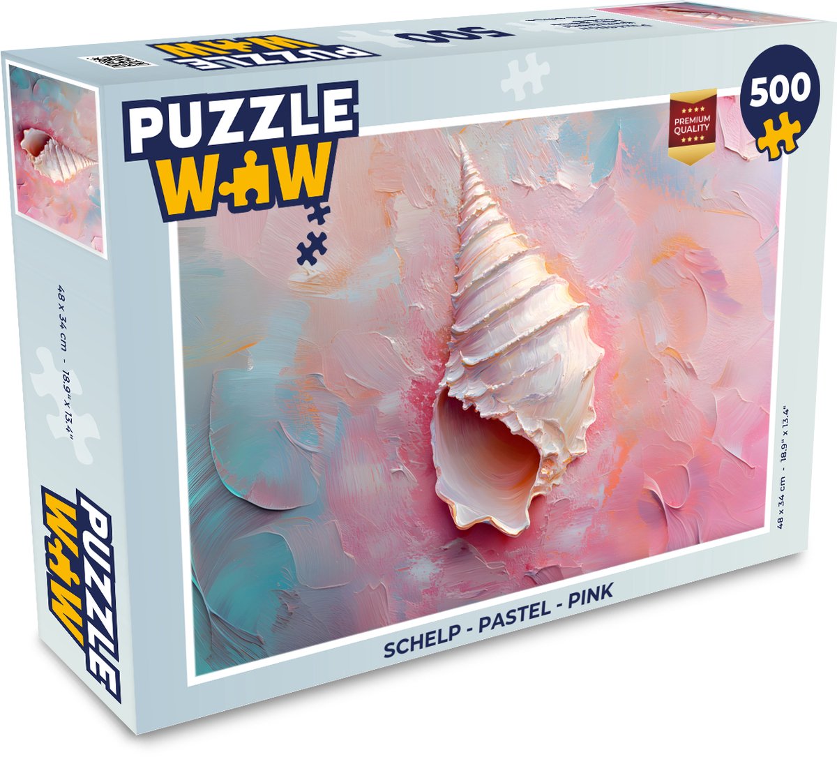 Puzzel Schelp - Pastel - Pink - Legpuzzel - Puzzel 500 stukjes