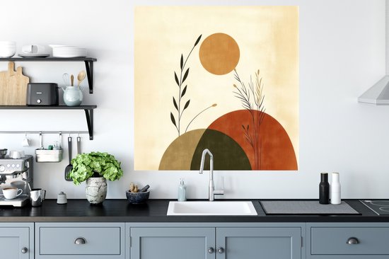 Stickers muraux - Film adhésif - Plantes - Abstrait - Formes - 100x100 cm - Film adhésif - Stickers muraux chambre enfant - Papier peint autocollant XXL - Papier peint autocollant - Film adhésif