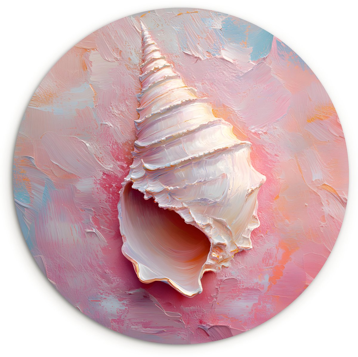 WallCircle Wandcirkel 150x150 cm - Muurcirkel Schelp - Pastel - Pink - Muurdecoratie woonkamer - Wanddecoratie slaapkamer - Kamer decoratie accessoires - Ronde schilderijen
