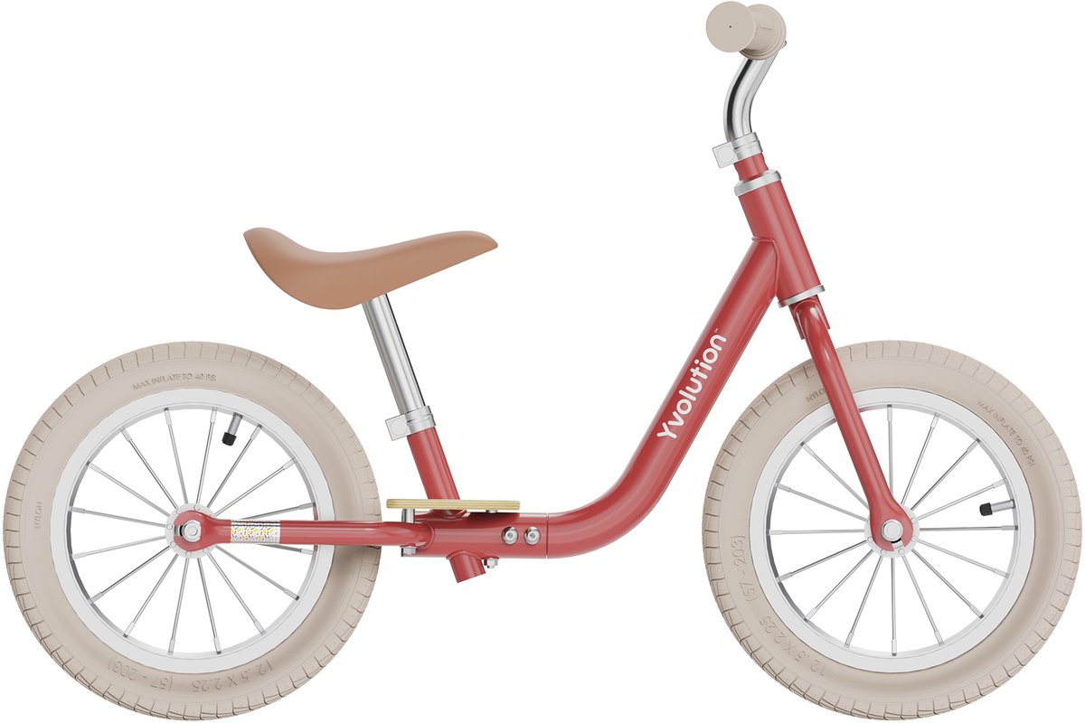 Yvolution - Velo Classic - Loopfiets – Vintage rood - Verstelbaar zadel en stuur