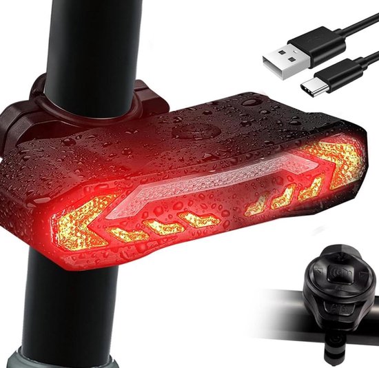 Meichoon Fietsachterlicht met knipperlicht, oplaadbaar via USB