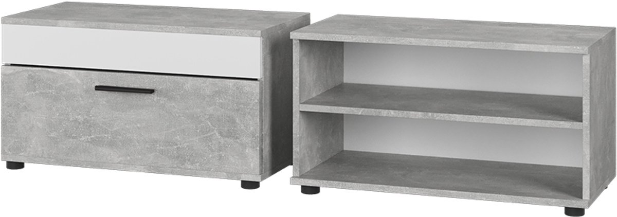 Vicco Berno Woonkamerkasten – 2 delen Beton/Wit
