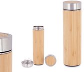 Thermoskan - Isoleerfles - Thermos - Thermosfles - Thermosfles - 500 ml - RVS & Bamboe - Incl. Theezeefje