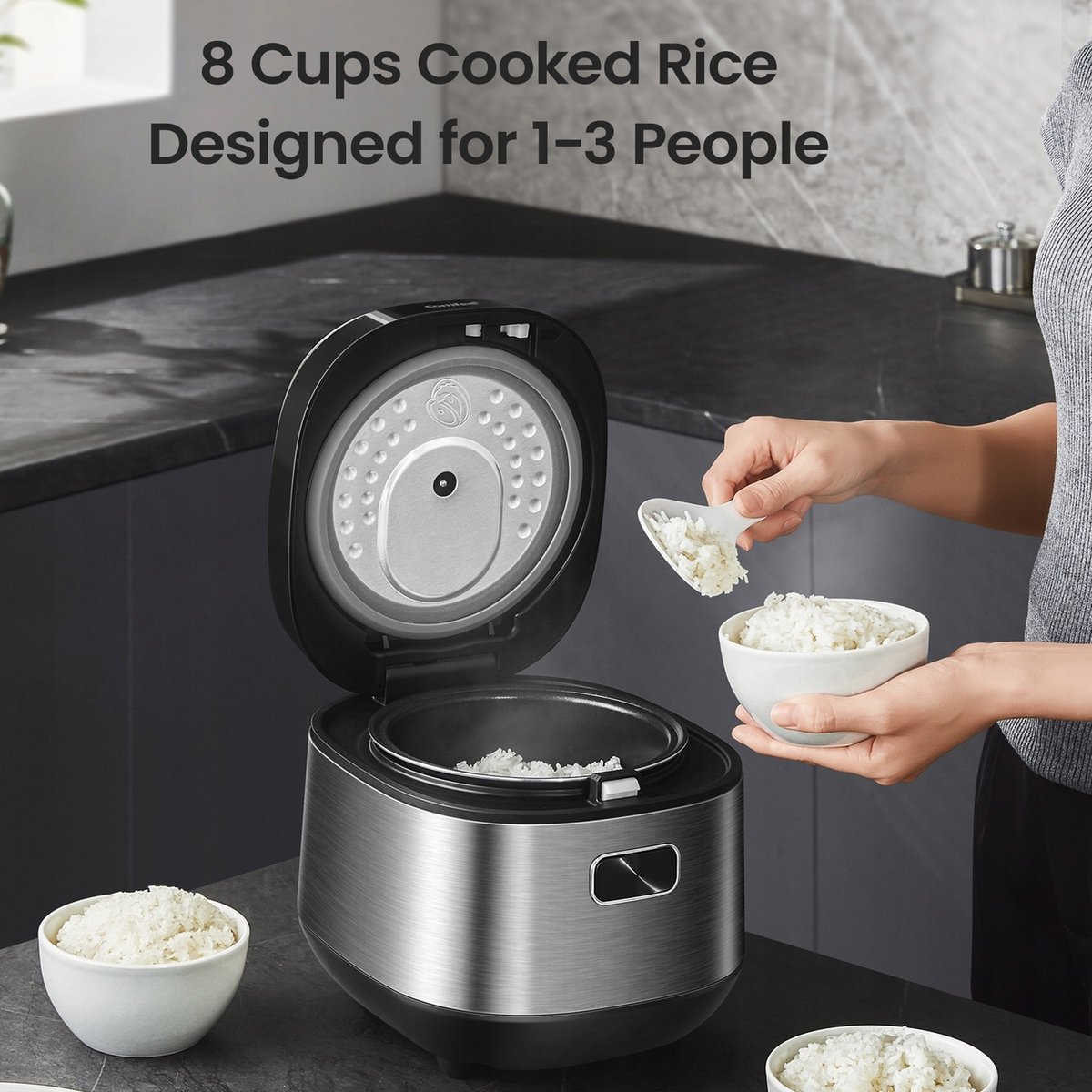 Midea - Rijstkoker - Rice Cooker MB-RC209 - 2 L inhoud - 30 min quick rice - Slow cook - 24 uur uitgestelde start - 12 uur automatisch warmhouden - Vaatwasser bestendigd thumbnail 2