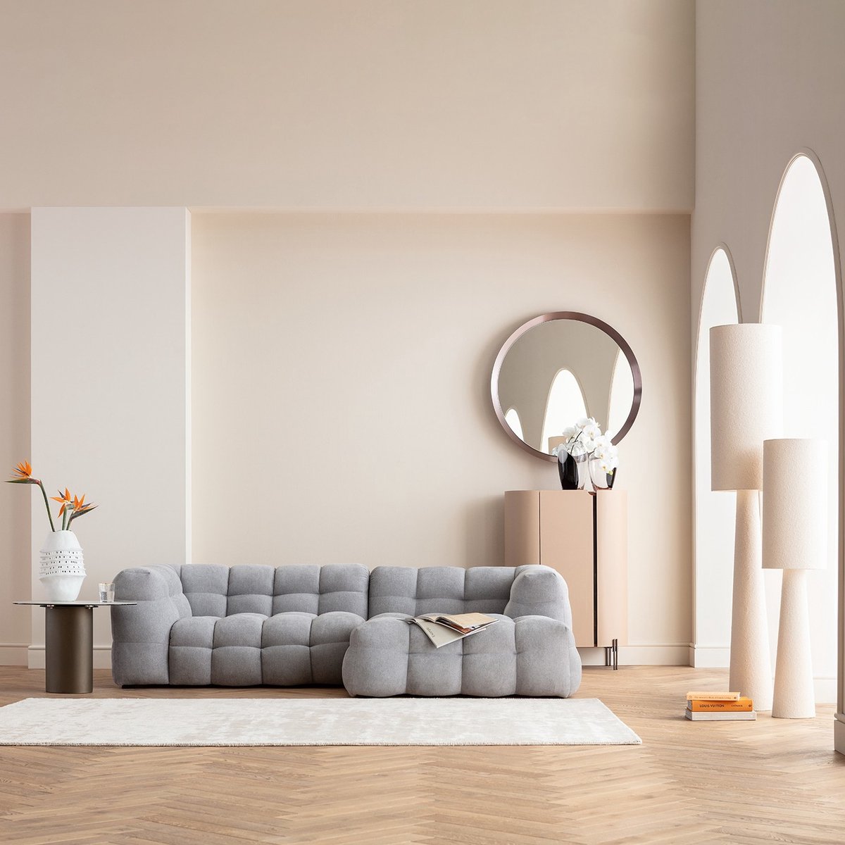 Vloerlamp Marleen Boucle 190cm beige Kare Design