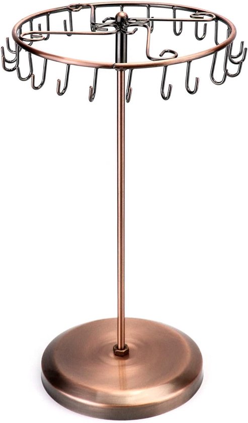 Inovra - Juwelenhouder met draaibare standaard - 23 haken - juwelenboom voor het opbergen van kettingen, armbanden, ringen en oorbellen - H34.8 x B20.5cm