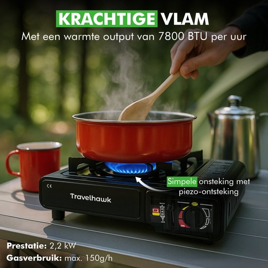Draagbaar Camping Kookstel RVS - Windbestendig Outdoor Kooktoestel Met Pot Voor Backpacking En Reizen
