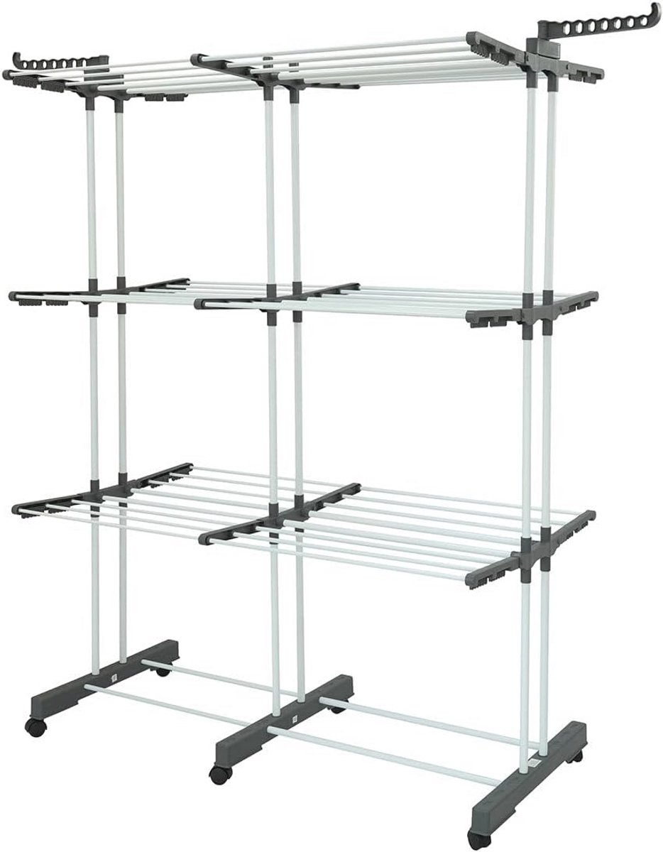 Goedkoopste Multifunctioneel Uitschuifbaar Droogrek 38 m - Praktisch Met 3 Niveaus en Telescoopstang