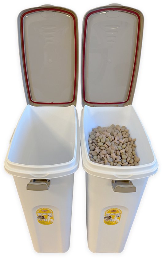 Conteneur d'alimentation - Tonneau d'alimentation - Tonneau d'alimentation avec couvercle - 40 litres - Avec pelle - Hermétique - Convient pour 15 kg d'alimentation - Avec roues