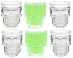 Doodshoofd shotglas - 6x - glas - 50ml - shot glazen / borrel glaasje - shotjes