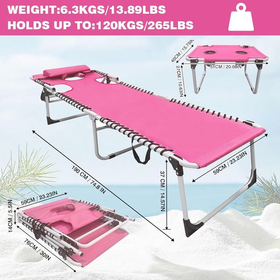 Outsunny ligstoel ligbank voor buiten relax lounger driebenige