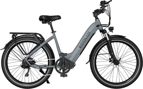 KOOLUX - X2 Elektrische Fiets - E-Bike - 26 x 1,95 In ch Banden - 48V 15Ah Lithium Accu - 250W Motor - Maximaal 25km/u - Maximaal bereik 80km - Hydraulische remmen - Shimano 7-speed versnelling - LCD Scherm - Aluminium Frame - Grijs van KOOLUX — afbeelding 2
