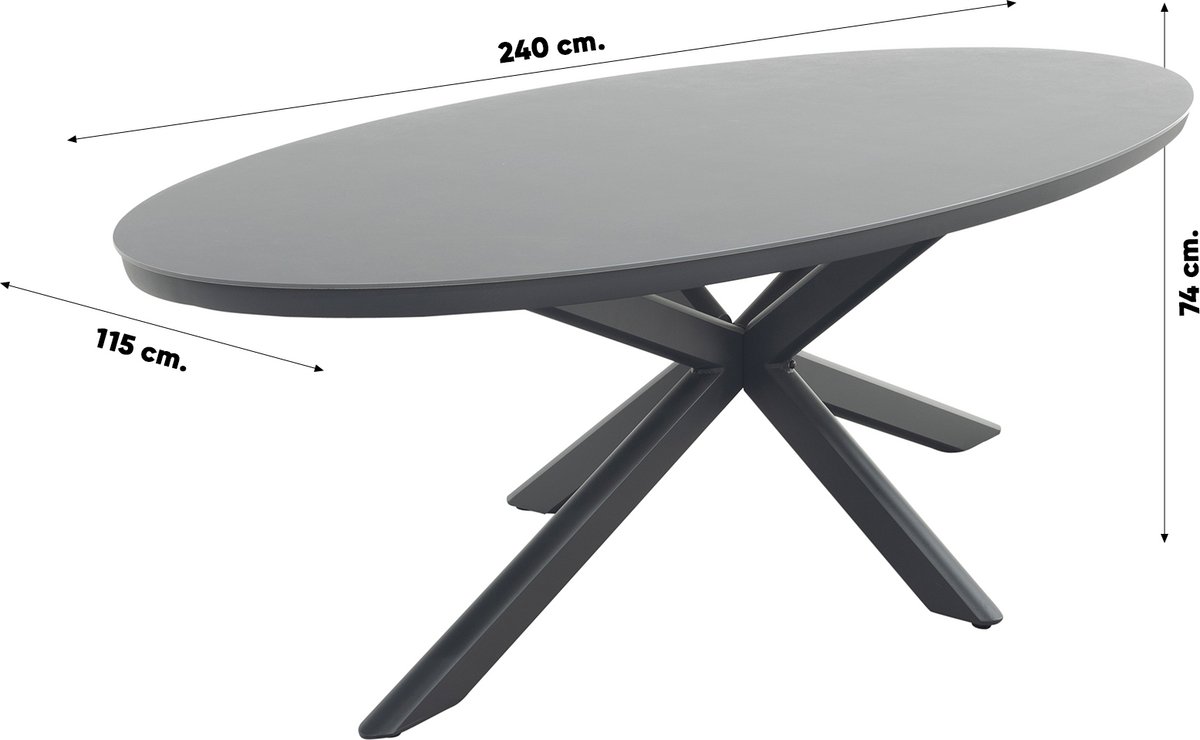 Hartman Valentino/Ventaro verstelbare ovale tuinset 240x115 cm. - Antraciet – foto 5