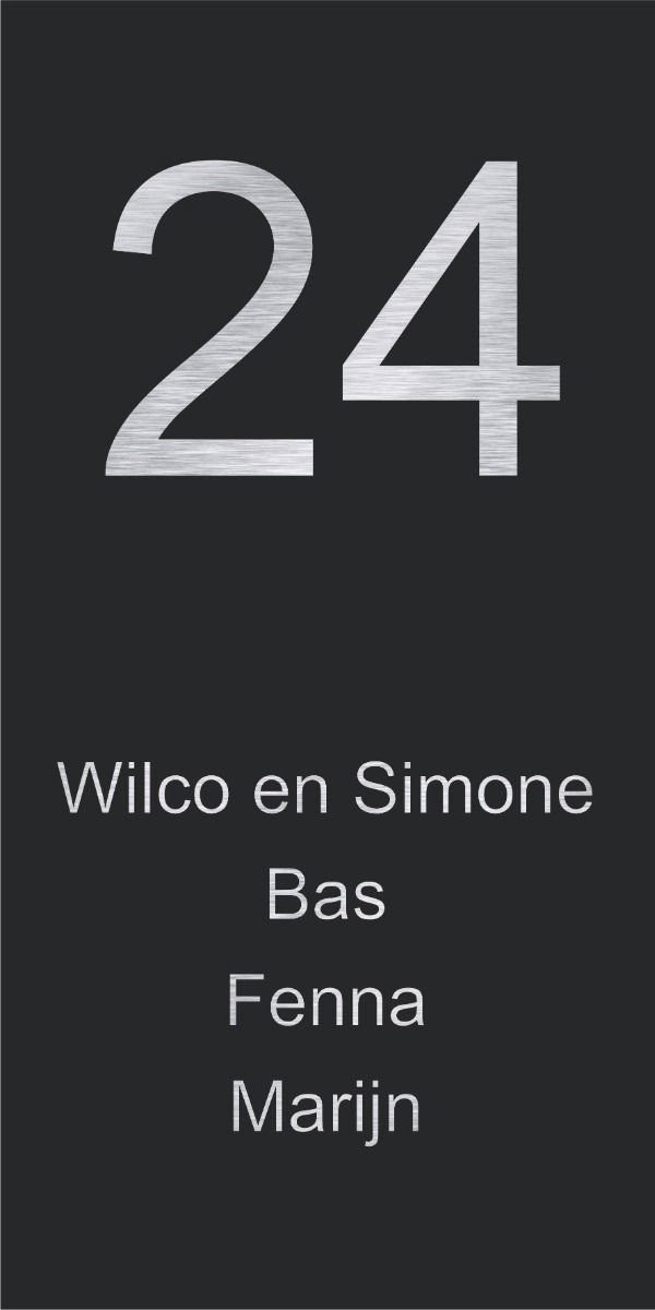 Zwart aluminium naambordje voordeur 15x30cm