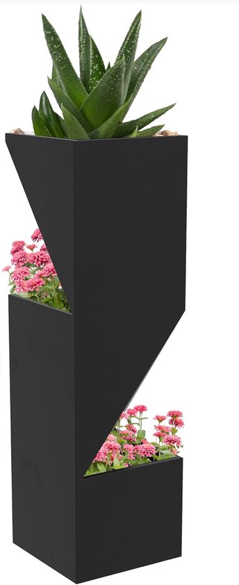 PTMD Thom Vierkante Bloempot - 21 x 21 x 42 cm - Cement - Crème