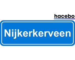 Hacebo - Plaatsnaam Sticker - 29x10 CM - Nijkerkerveen sticker - Verkeersborden sticker - grappige cadeaus - Nijkerkerveen