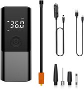 Bol.com Elektrische Fietspomp - Scooter Motor Auto - Draagbare luchtcompressor bandenpomp - 4500mAH - Auto/oplaadfunctie voor tw... aanbieding