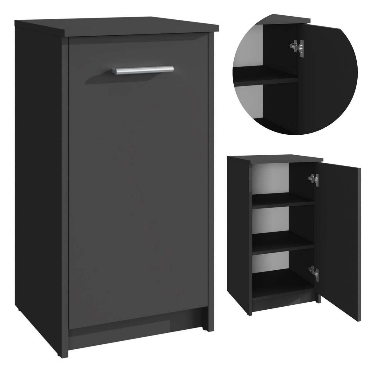 Matkam - Ladekast BODO 1D - Compacte Kabinet - 40 cm boekenkast - 1 deur - 3 legplanken voor kleding - 75 x 40 x 35 cm
