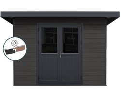 FIRENZE composiet tuinhuis B 302cm x D 287cm hellend dak aluminium RAL 7016 antraciet