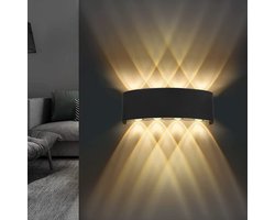 LED-wandlamp voor binnen - wandlampen - 22x8x5cm - Wandlamp boven en onder - Wandlamp van gegoten aluminium - 8W - Wandlamp voor binnen - 3000K - Warm wit licht - Woonkamer, garage, wandlampen binnen woonkamer, wandlamp voor binnen - Zwart