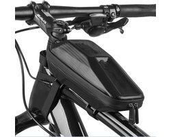 Fiets Frame Bag, Waterdichte Fiets Voorframe Telefoon Tas Top Tube Pouch Fietsen Pack Fiets Kit Pakket Accessoires voor Mountainbike Racefiets - Zwart