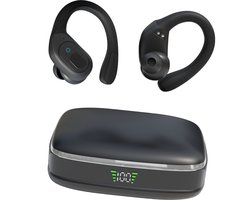 Audrax® Sport Pro Draadloze Sport Oordopjes - Met Siliconen Oorhaak - 75 uur Speeltijd - Ruisonderdrukking - Waterbestendig - Bluetooth Oordopjes - Sport Oortjes - Geschikt voor Apple en Android - Zwart