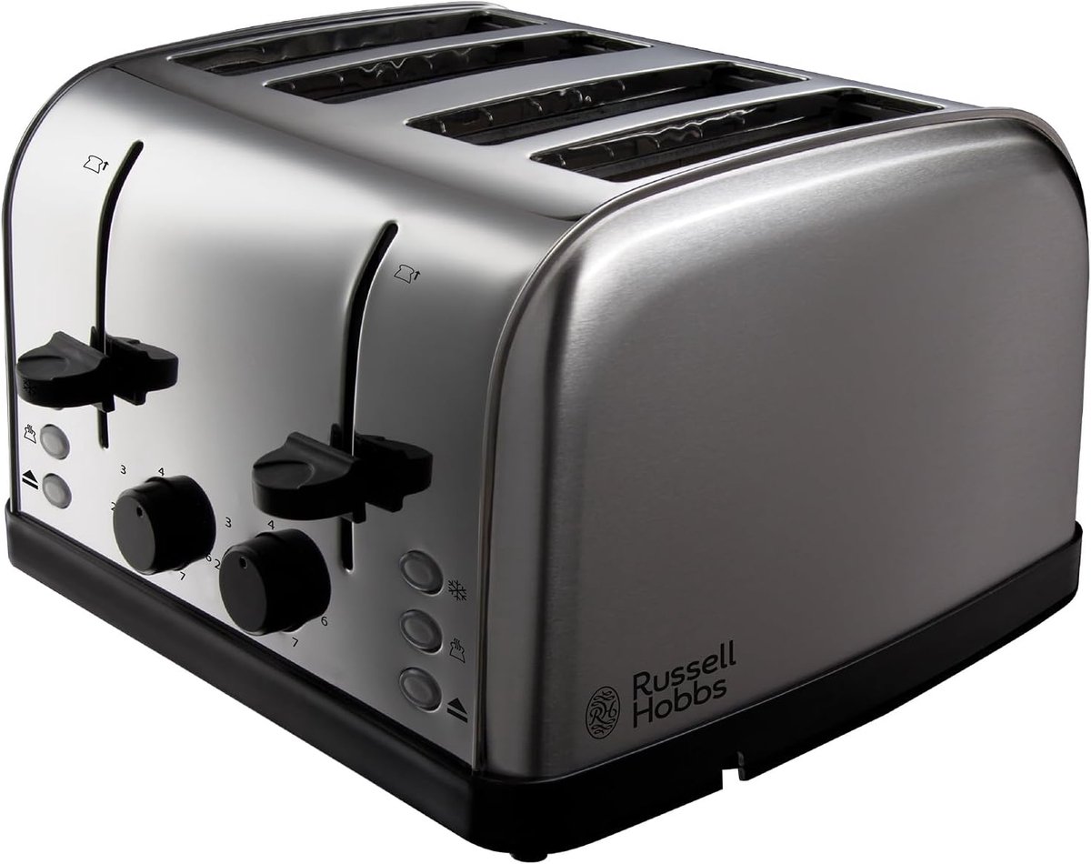 Elektrische Broodrooster voor 4 Sneden - 1500 W, Roestvrij Staal - Ideaal voor Snel en Gemakkelijk Toasten