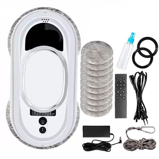 Robot Ruitenreiniger - Ramenwasser - Robot - Dweilrobot - Anti-val touw - Slimme waterspray - Krachtige zuigkracht - Met afstandsbediening - Incl. 8 microvezeldoeken