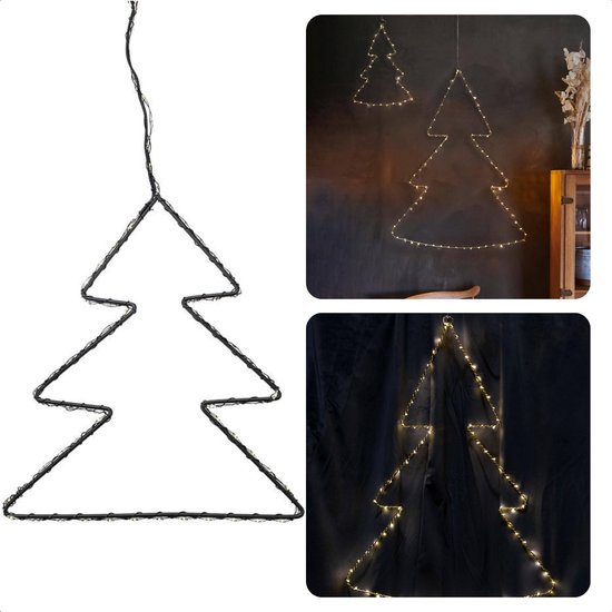 Verlichte batterij kerstboom 30 LED (H40 cm) Christmas Iridescent/warm wit - Kerstdecoratie voor
