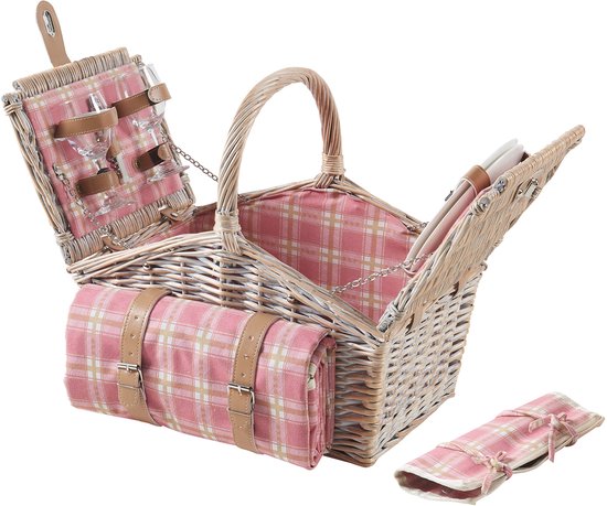 Panier pique-nique Bucchianico, ensemble pique-nique 4 personnes, jaune et blanc, casa.pro