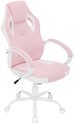 Chaise de jeu – Ergonomique – Racing – Bureau – Chaise de bureau réglable – avec accoudoirs – Fonction d'inclinaison – Rotation à 360° – Dossier haut – Capacité de charge de 150 kg – Rose et Wit
