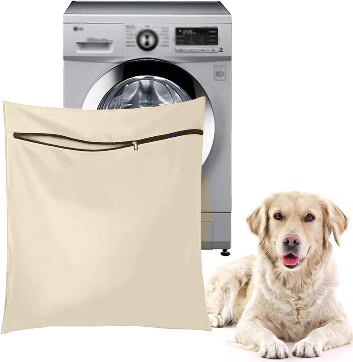 Goedkoopste Waszakken voor huisdieren - Waszakken van twill polyester - Grote waszakken met rits - Voorkomt dat waszakken verstopt raken door dierenhaar - Waszakken voor huisdierendekens - Geweldig voor honden en katten (60x70cm) - khaki-S
