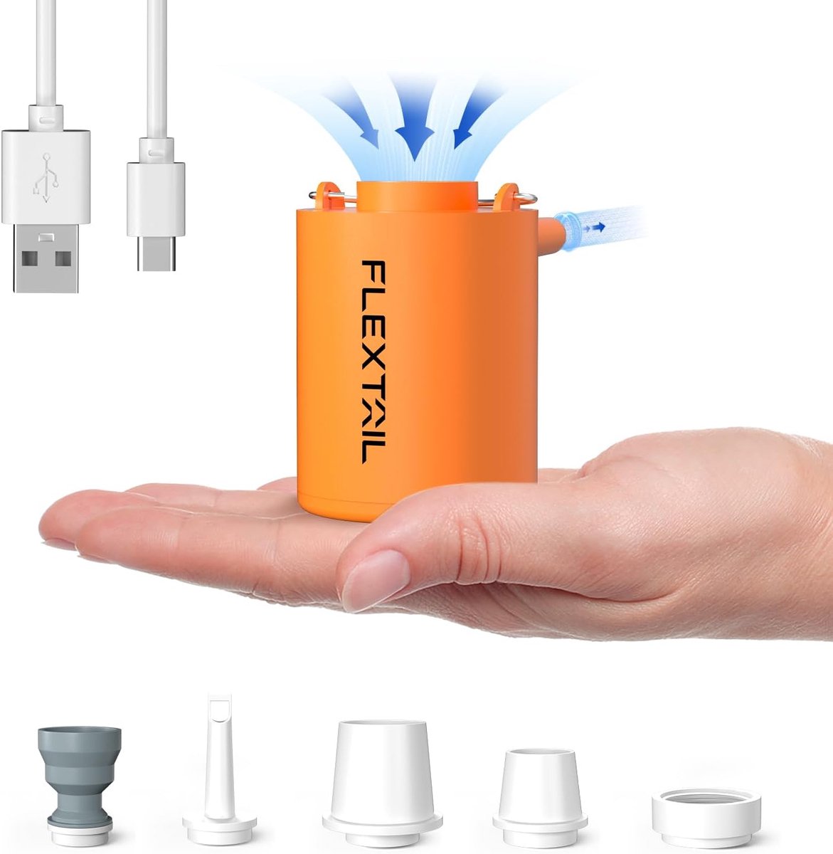 Compacte elektrische luchtpomp met verlichting - ideaal voor luchtbedden en zwemringen