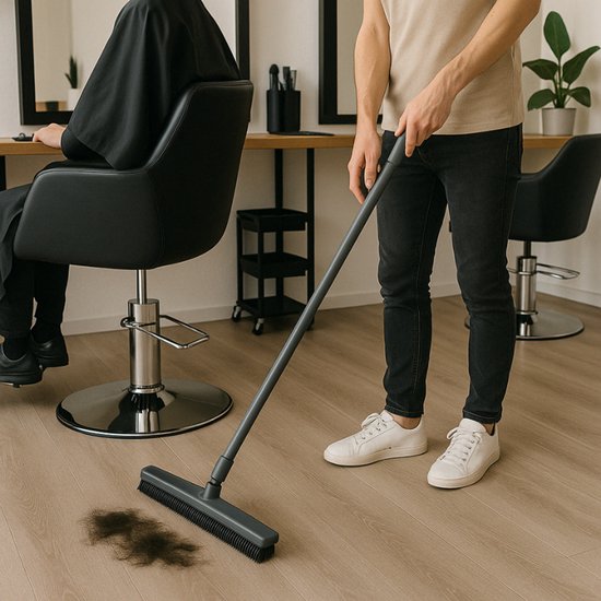 Bezem Binnen - Bezem met Telescoopsteel - Bezem Rubber - Bezem Zwart - Kappersbezem - Rubber bezem & Vloerwisser met steel van Bavepa — afbeelding 4