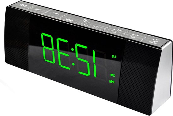 Wekkerradio met Bluetooth-luidspreker dimbaar jadegroen LED-display FM