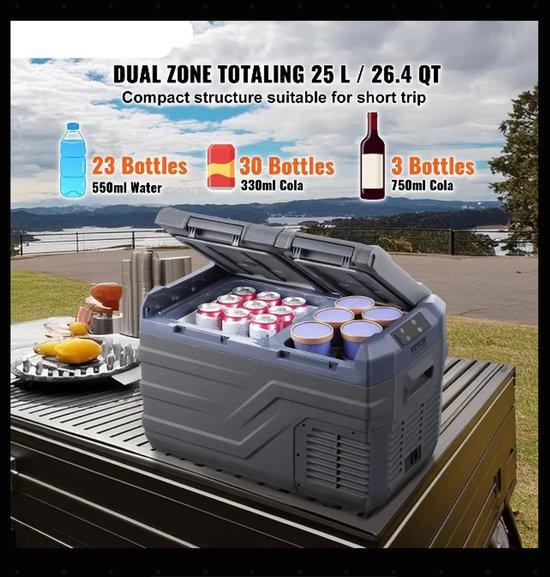 Auto Koelkast - Camping Koelkast - Draagbare Auto Koelbox - Compressor Koelkast 12V/24V - 25L - Snelle Koeling - Energiezuinig - Voor Auto - Camper - en Boot — afbeelding 4